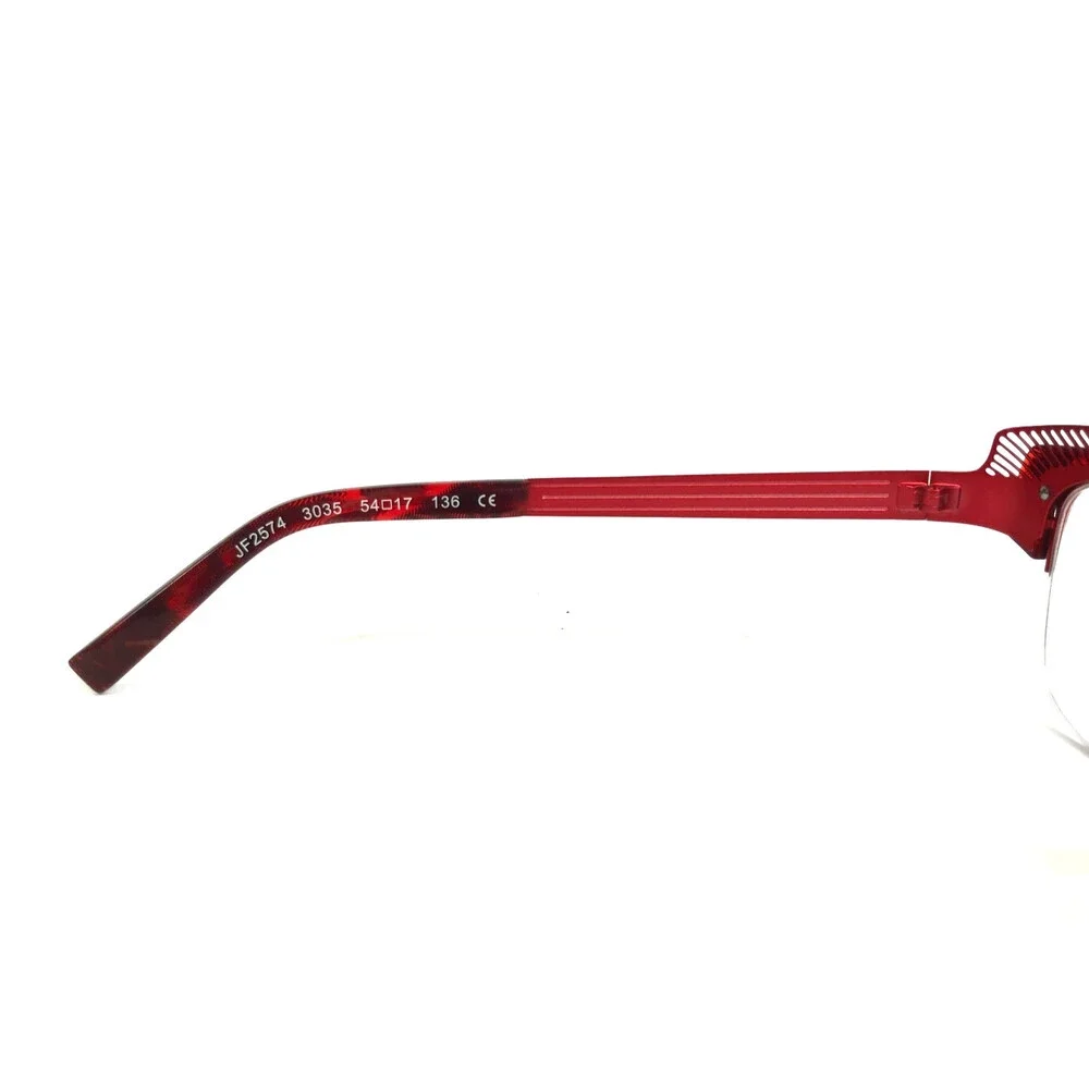 J.F. Rey Eyeglasses Frames JF2574 3035 Red Black Demi Half Rim Cat Eye 54-17-136